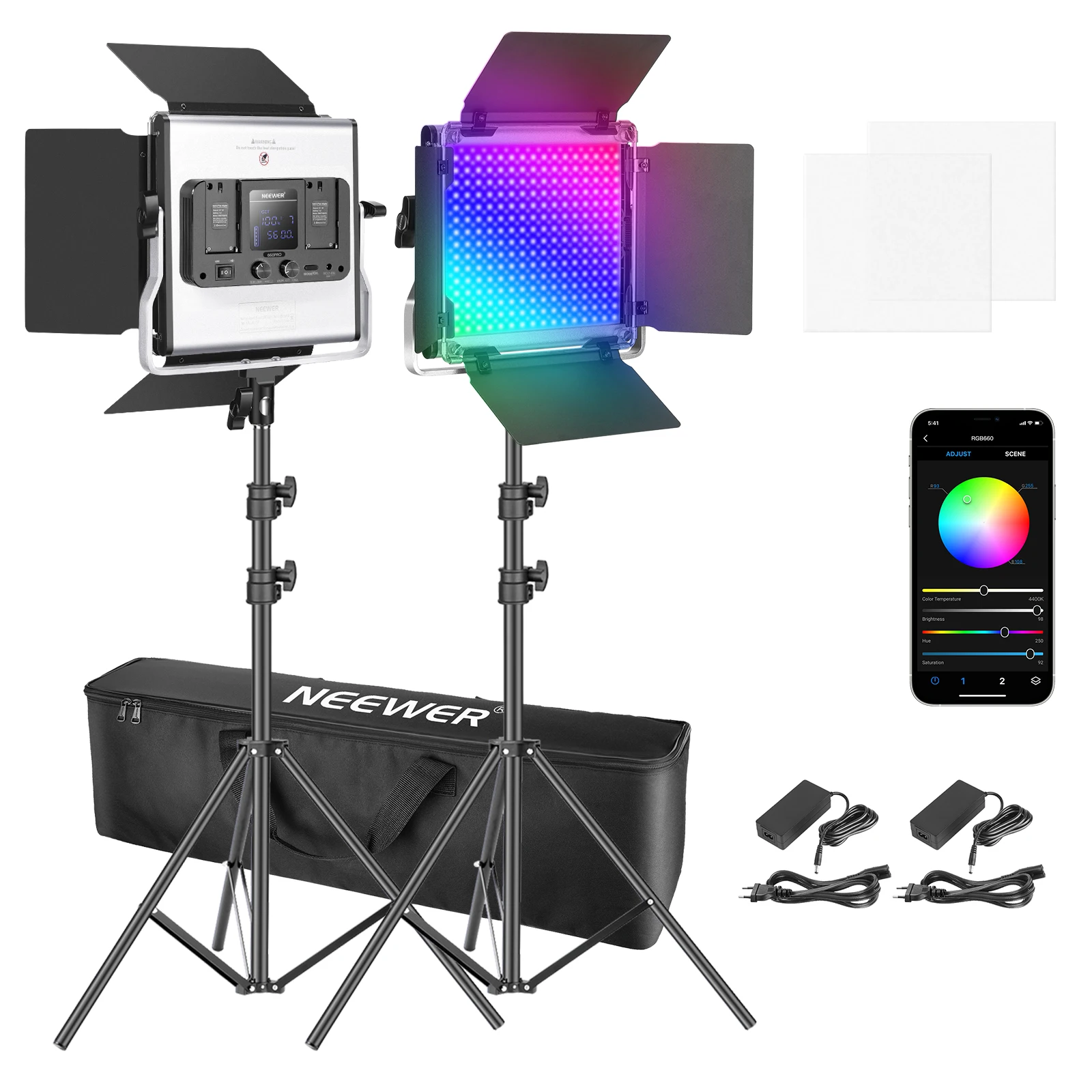 Photography Lighting Kit Neewer - Luz LED RGB Neewer 660 com
