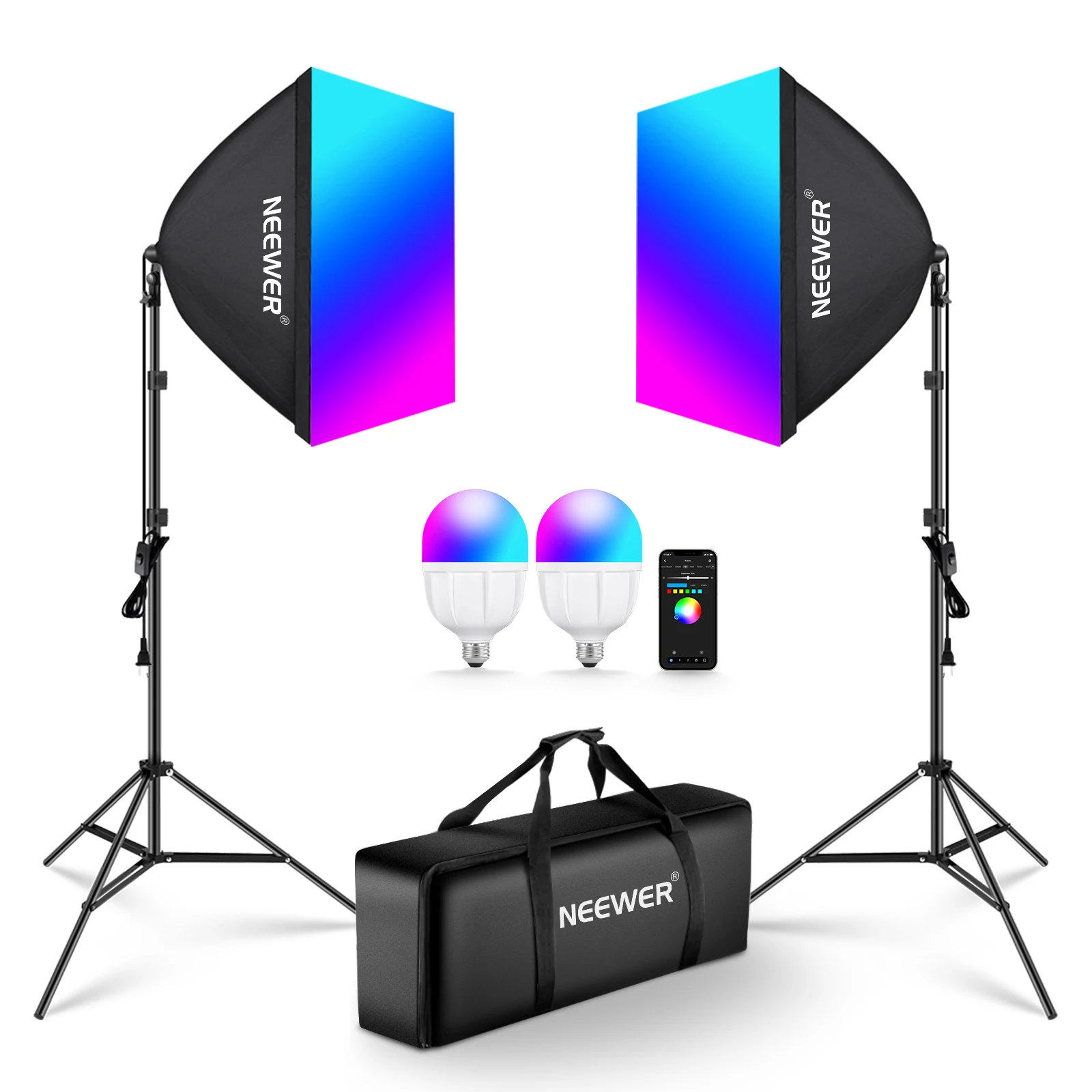 Photography Lighting Kit Neewer - Kit de Iluminação Softbox RGB NEEWER