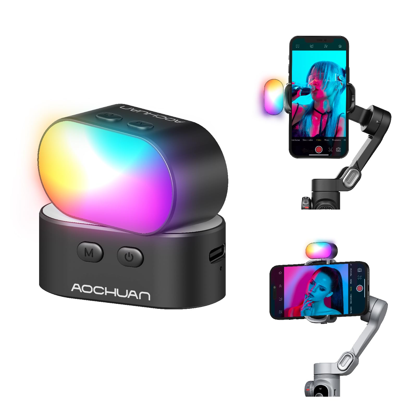 Torjim Rgb Photography Video Lighting - AOCHUAN-RGB Magnetic Fill Light, Gimbal LED