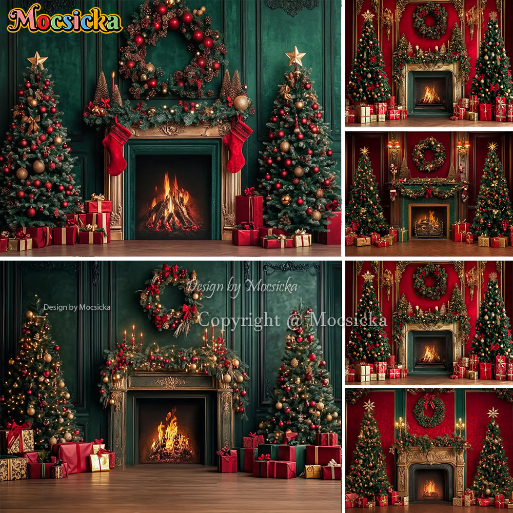 Mocsicka vermelho natal lareir - Photography Lighting And Backdrop avaliação e preço