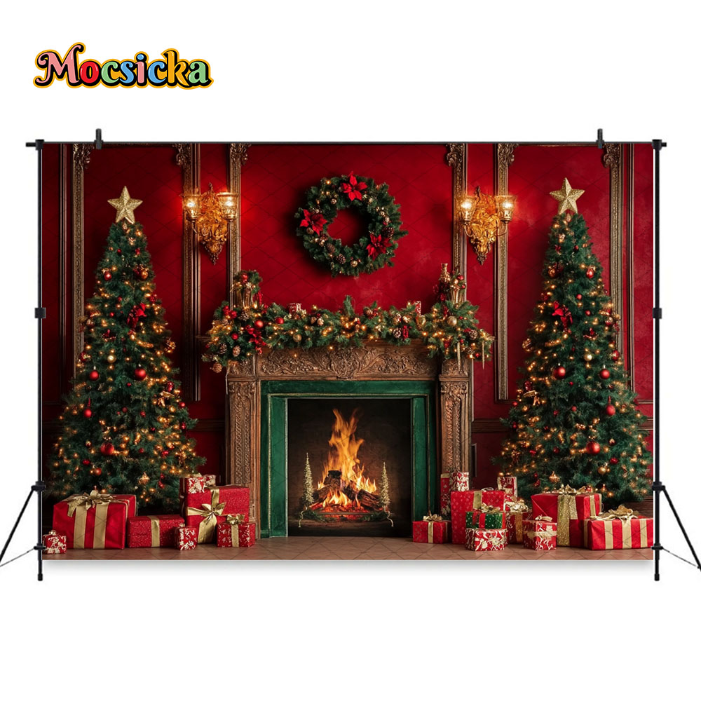 Mocsicka vermelho natal lareir - Photography Lighting And Backdrop avaliação e preço
