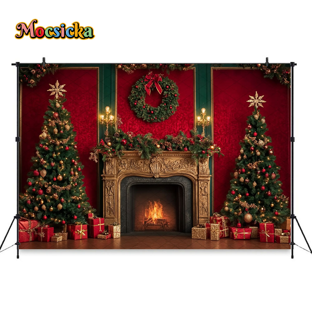 Mocsicka vermelho natal lareir - Photography Lighting And Backdrop avaliação e preço