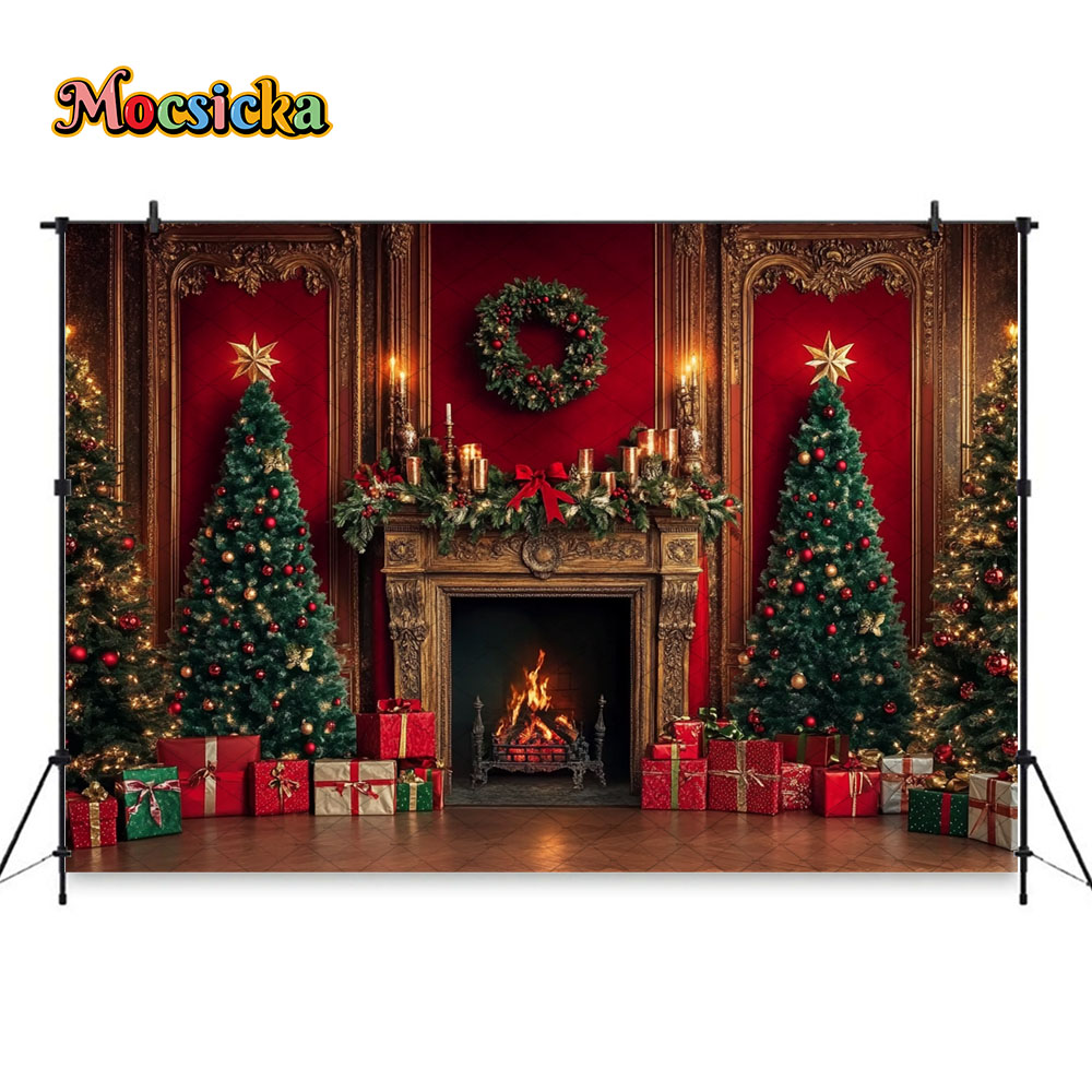 Mocsicka vermelho natal lareir - Photography Lighting And Backdrop avaliação e preço